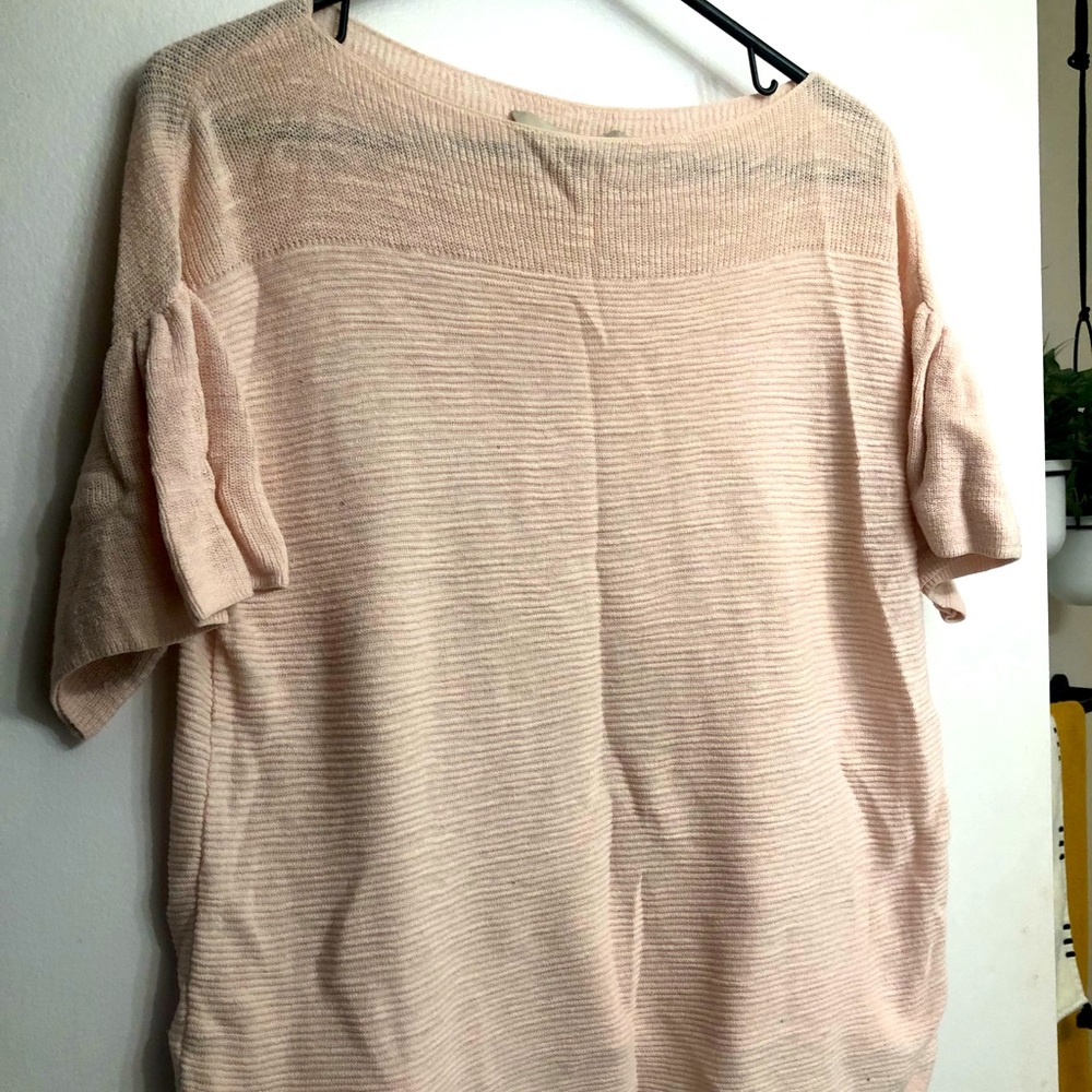 Loft light pink shortsleeved sweater, size S